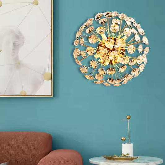 Candelabru Cristal MINUET 4x G9, Diametru 35cm, Auriu Lucios