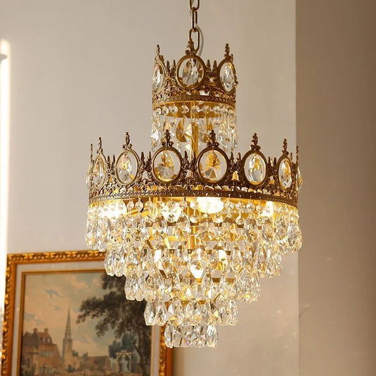 Candelabru Cristal REGALITE Petito, 3XE14, Diametru 25cm, Auriu Lucios, Inaltime Reglabila