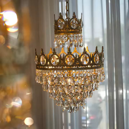 Candelabru Cristal REGALITE Petito, 3XE14, Diametru 25cm, Auriu Lucios, Inaltime Reglabila