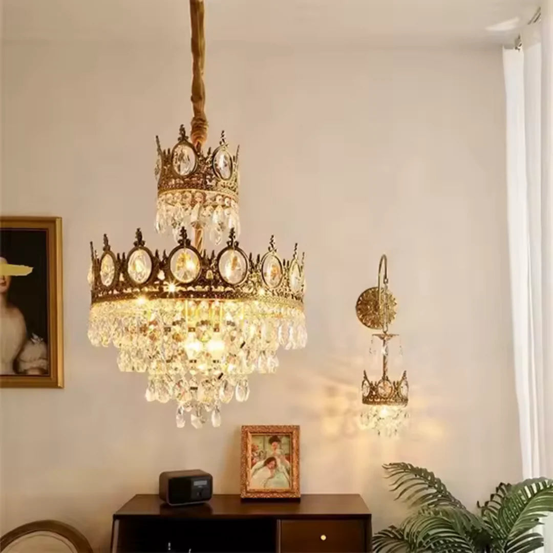 Candelabru Cristal REGALITE Petito, 6XE14, Diametru 45cm, Auriu Lucios, Inaltime Reglabila