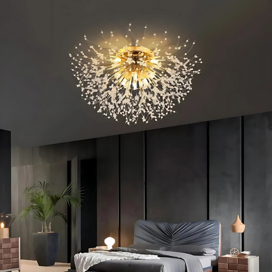 Candelabru Cristal RONDO Vivace, 8x G9, 60cm, Auriu