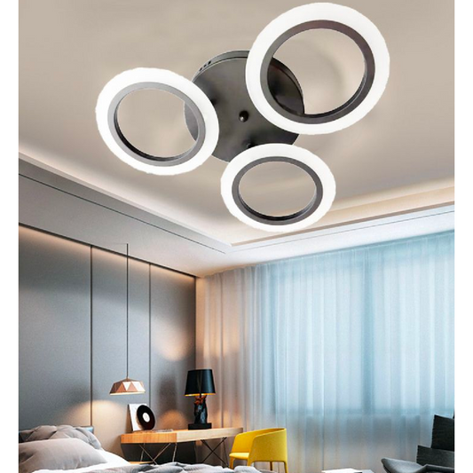 Lustra LED MARA 28W, 3 Cercuri, lumina Rece/Calda/Neutra, Negru – RegalStore