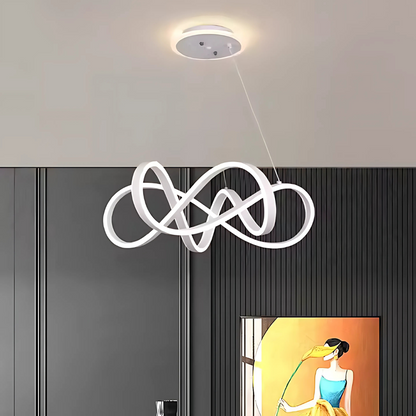 Lustra LED Suspendata cu Telecomanda INFINITY Halo, 138W, Inaltime Reglabila, Lumina Rece/Calda/Neutra, Dimabila, Alb