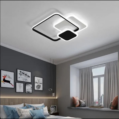Lustra LED cu telecomanda ANEMONA, 75W, 3 Patrate, lumina Rece/Calda/Neutra, Dimabila, Negru