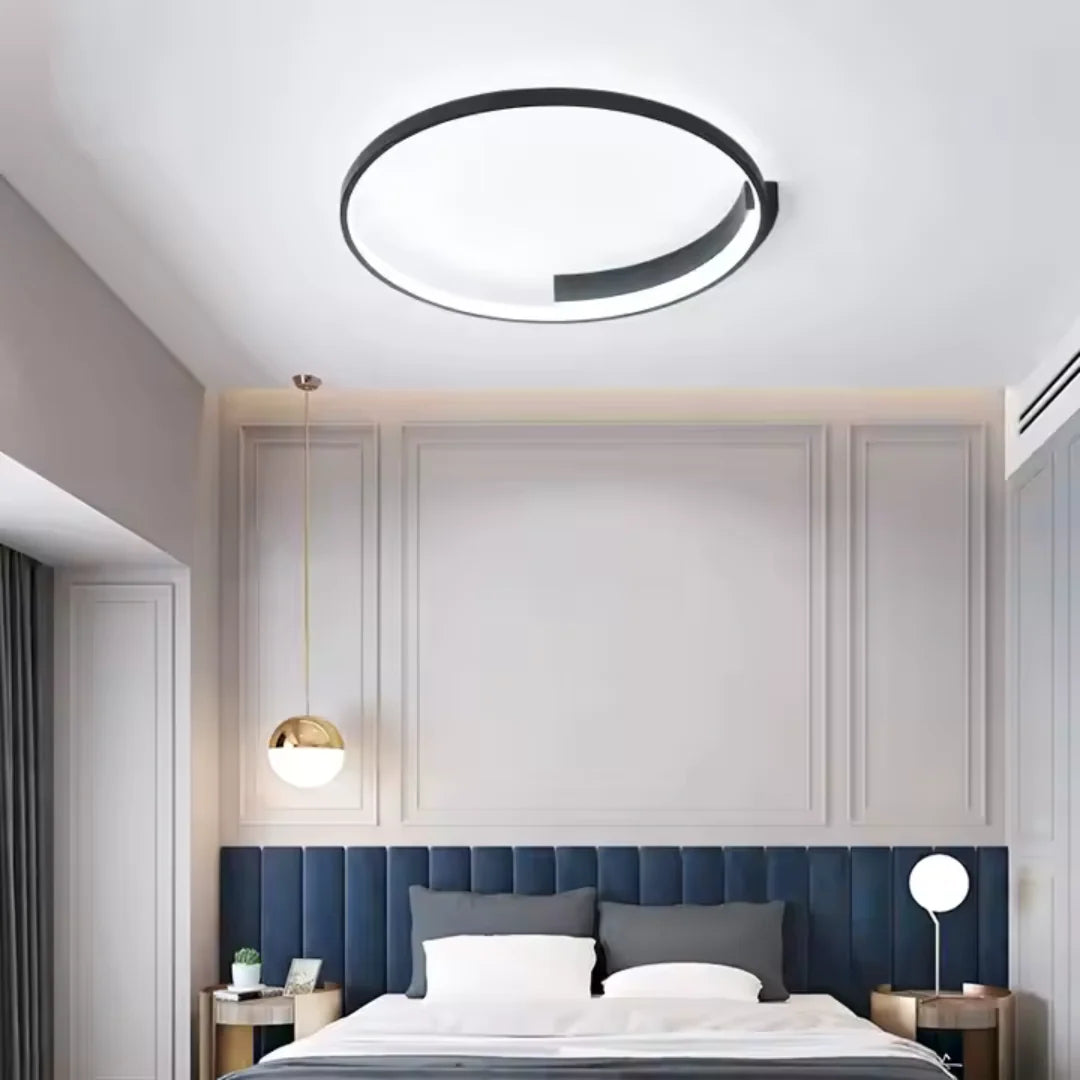 Lustra LED cu telecomanda LETIZIA, 33W, 1 Cerc, lumina Rece/Calda/Neutra, Dimabila, Negru