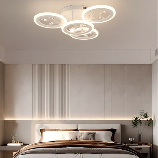 Lustra LED cu Telecomanda DAISY ,3 Elemente, 47W, Lumina Rece/Calda/Neutra, Dimabila, Alb cu Cristal