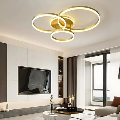 Lustra LED cu Telecomanda Liliana 94W Dimabila Alb Auriu