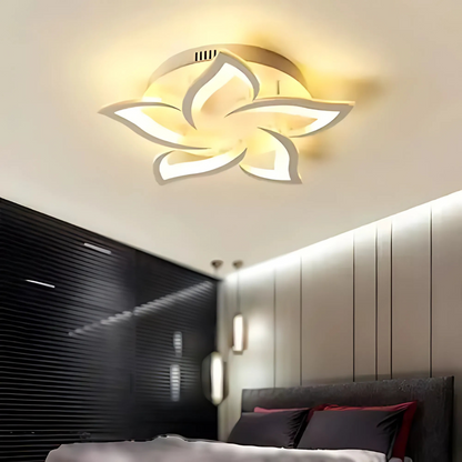Lustra LED cu telecomanda LOTUS, 65W, 5 Petale, lumina Rece/Calda/Neutra, Dimabila, Alb