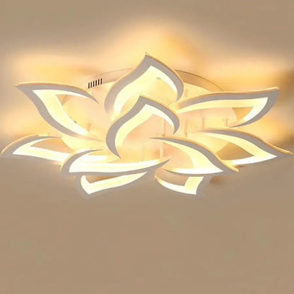 Lustra LED cu telecomanda LOTUS, 164W, 9 Petale, lumina Rece/Calda/Neutra, Dimabila, Alb