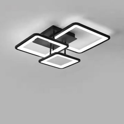 Lustra LED cu telecomanda ZOE 64W, 3 Patrate, lumina Rece/Calda/Neutra, Dimabila, Negru