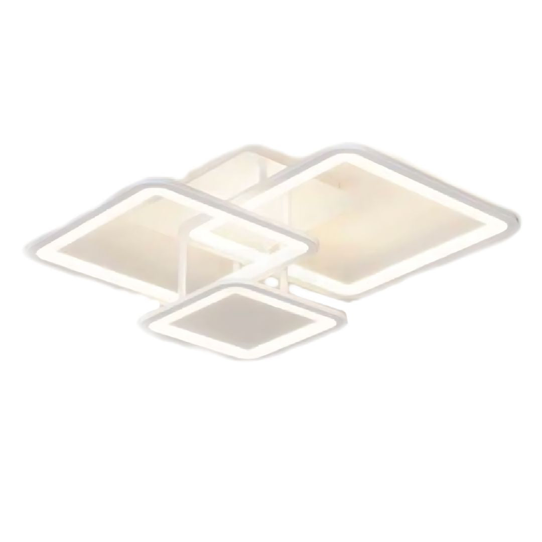 Lustra LED cu telecomanda ZOE, 64W, 3 Patrate, lumina Rece/Calda/Neutra, Dimabila, Alb