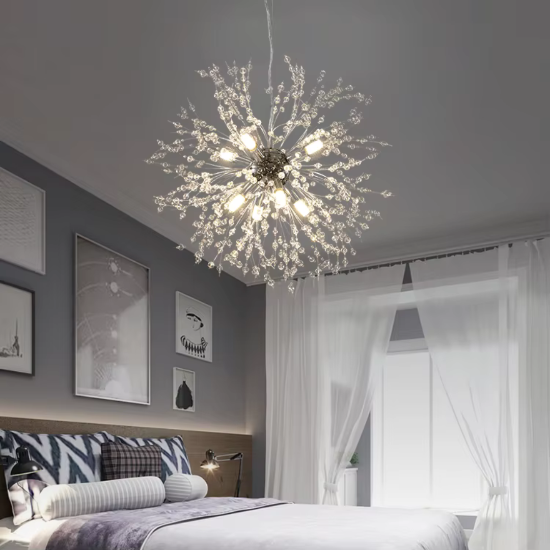 Candelabru Cristal Schonbrunn, 9x G9, Diametru 49cm, Crom Lucios, Iluminare Stralucitoare