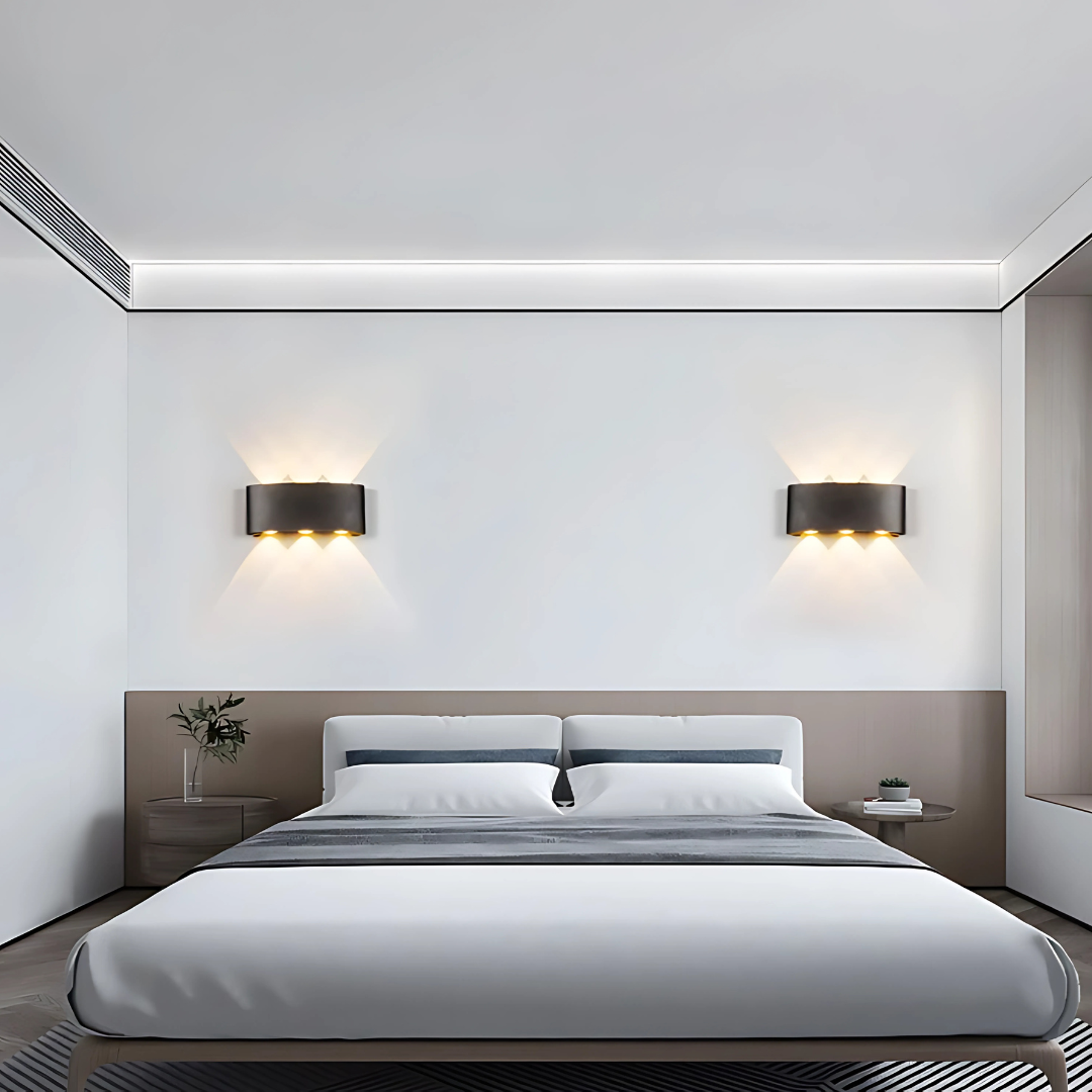 Aplica LED Exterior Ellis, 6W, 6 Surse de lumina, Lumina Calda, Negru – aplică LED, culoare neagră – RegalStore, ilumina