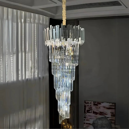 Candelabru Cristal BLOIS Ascendere E14, Diametru 60cm, Argintiu, Inaltime Reglabila