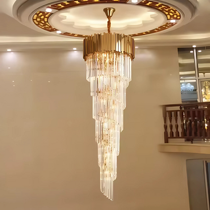 Candelabru Cristal BLOIS Ascendere E14, Diametru 60cm, Auriu, Inaltime Reglabila – RegalStore