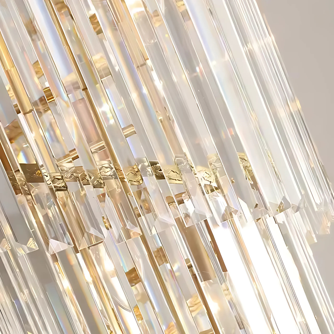 Candelabru Cristal BLOIS Ascendere E14, Diametru 60cm, Auriu, Inaltime Reglabila – RegalStore