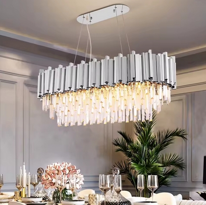 Candelabru Cristal BLOIS Regalis 10xE14, Diametru 80cm, Argintiu, Inaltime Reglabila – RegalStore
