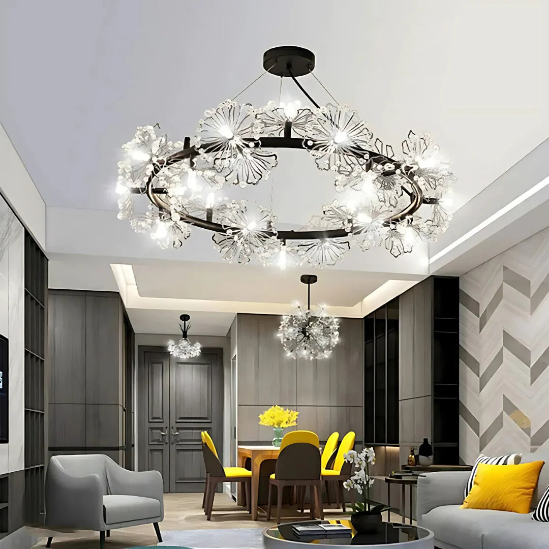 Candelabru Cristal PETERHOF Magno, Diametru 62cm, 25XG4, Negru, Inaltime Reglabila