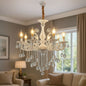 Candelabru SANSSOUCI 8xE14 Cristal si Metal – Eleganta Regala, Inaltime Ajustabila, Alb Argintiu