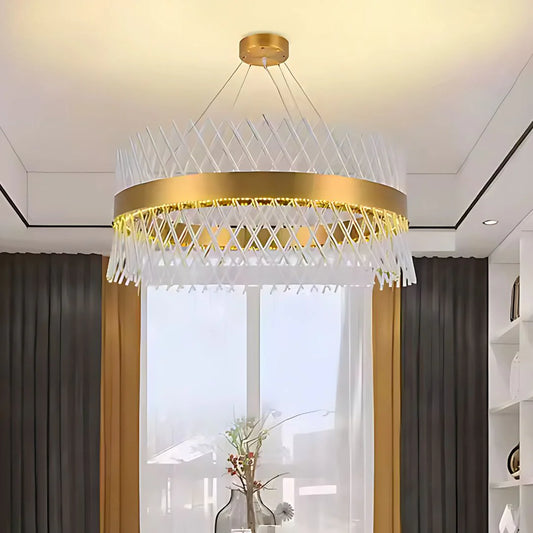 Candelabru Cristal ALHAMBRA Magno, LED, 110W, Diametru 60cm, Lumina Calda/Rece/Neutra, Dimabil, Inaltime Reglabila, Auriu