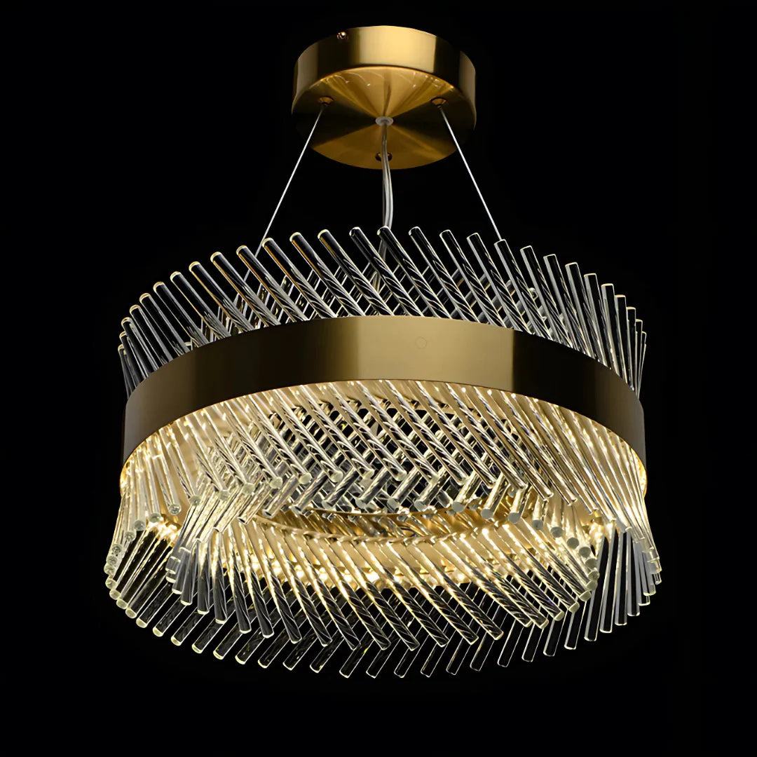 Candelabru Cristal ALHAMBRA Nobile, LED, 78W, Diametru 40cm, Lumina Calda/Rece/Neutra, Dimabil, Inaltime Reglabila, Auriu