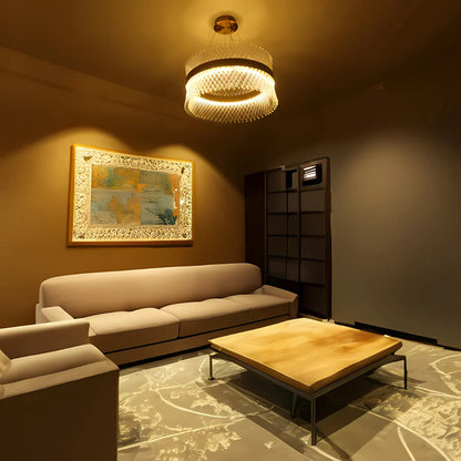 Candelabru Cristal ALHAMBRA Eleganza, LED, 93W, Diametru 49cm, Lumina Calda/Rece/Neutra, Dimabil, Inaltime Reglabila, Auriu