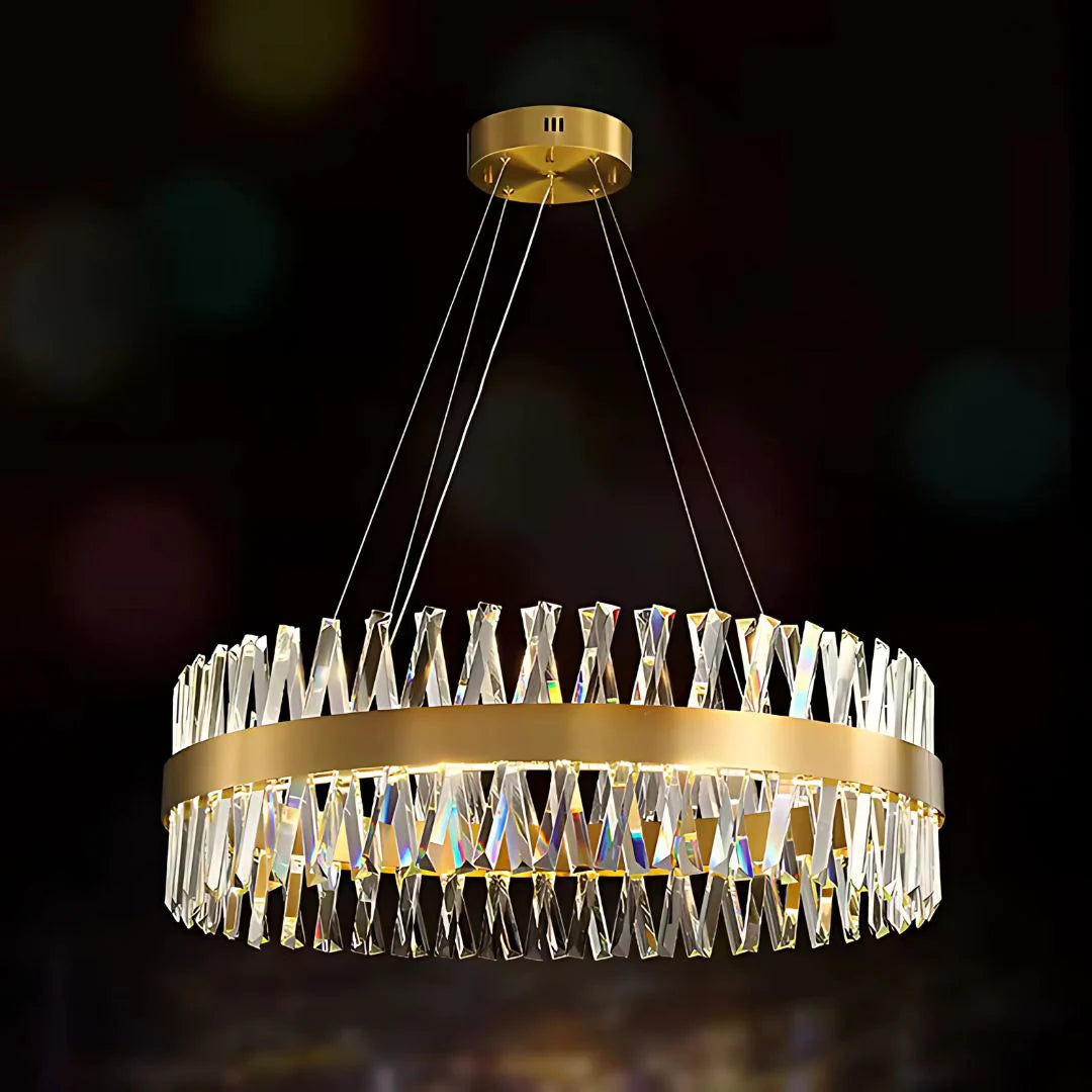 Candelabru LED CASERTA cu Telecomanda, 95W, Dimabil, Diametru 80cm, Auriu