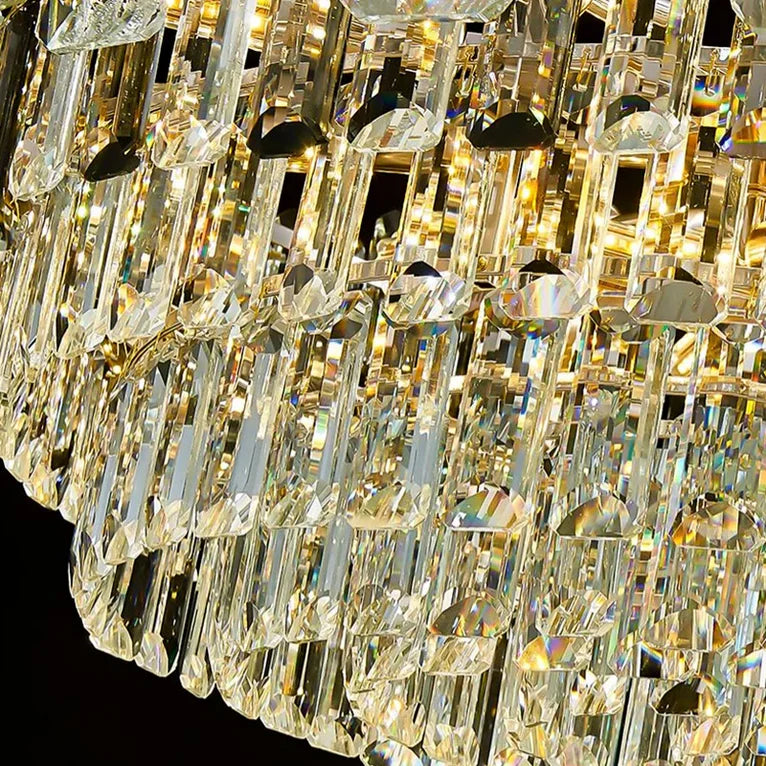 Candelabru Cristal FONTAINEBLEAU Supremo, 15x E14, Diametru 75cm, Auriu, Inaltime Reglabila