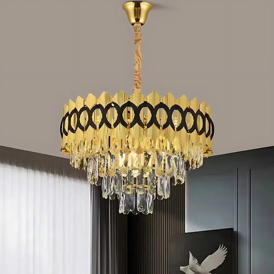 Candelabru Cristal PIERREFONDS Eleganza 8x E14, Diametru 49cm, Auriu, Inaltime Reglabila