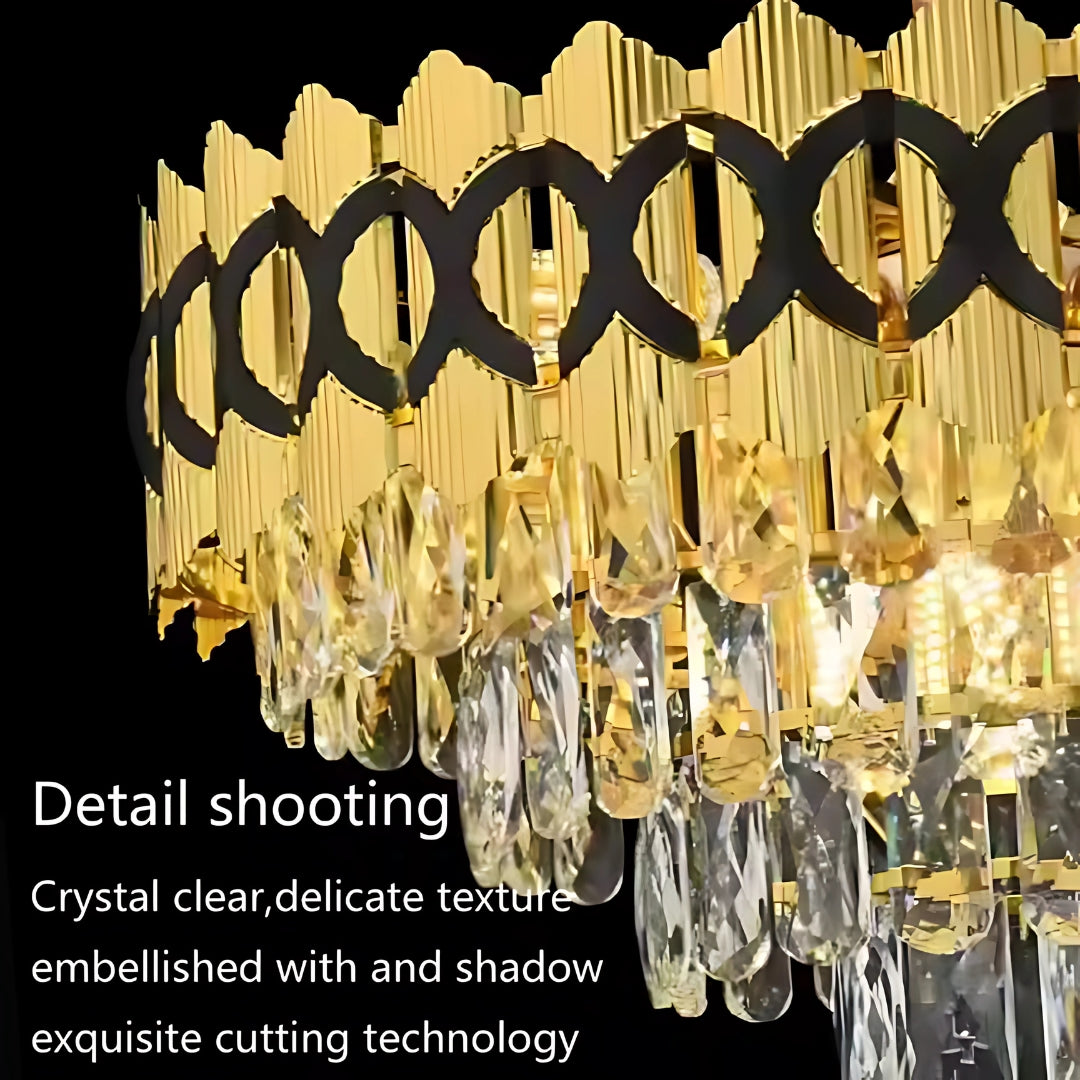 Candelabru Cristal PIERREFONDS Petito 3xE14, Diametru 37cm, Auriu Lucios, Inaltime Reglabila – culoare aurie, 37 cm – Re