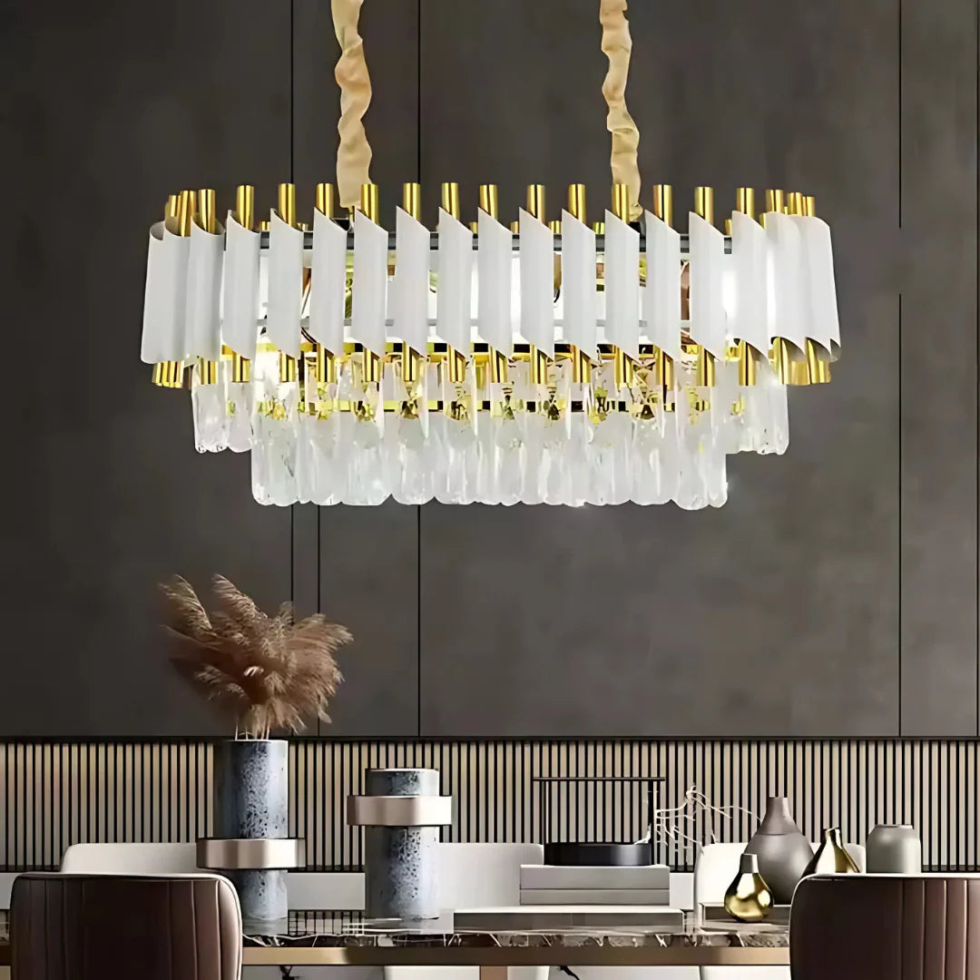 Candelabru Cristal VERSAILLES Regalis, Diametru 80cm, 10xE14, Alb, Inaltime reglabila