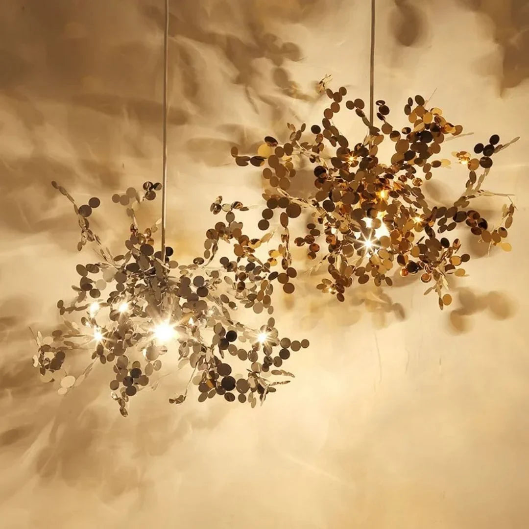 Candelabru Modern, CAPRICIO Allegro, 2xE14, Diametru 40cm, Auriu, Inaltime Reglabila