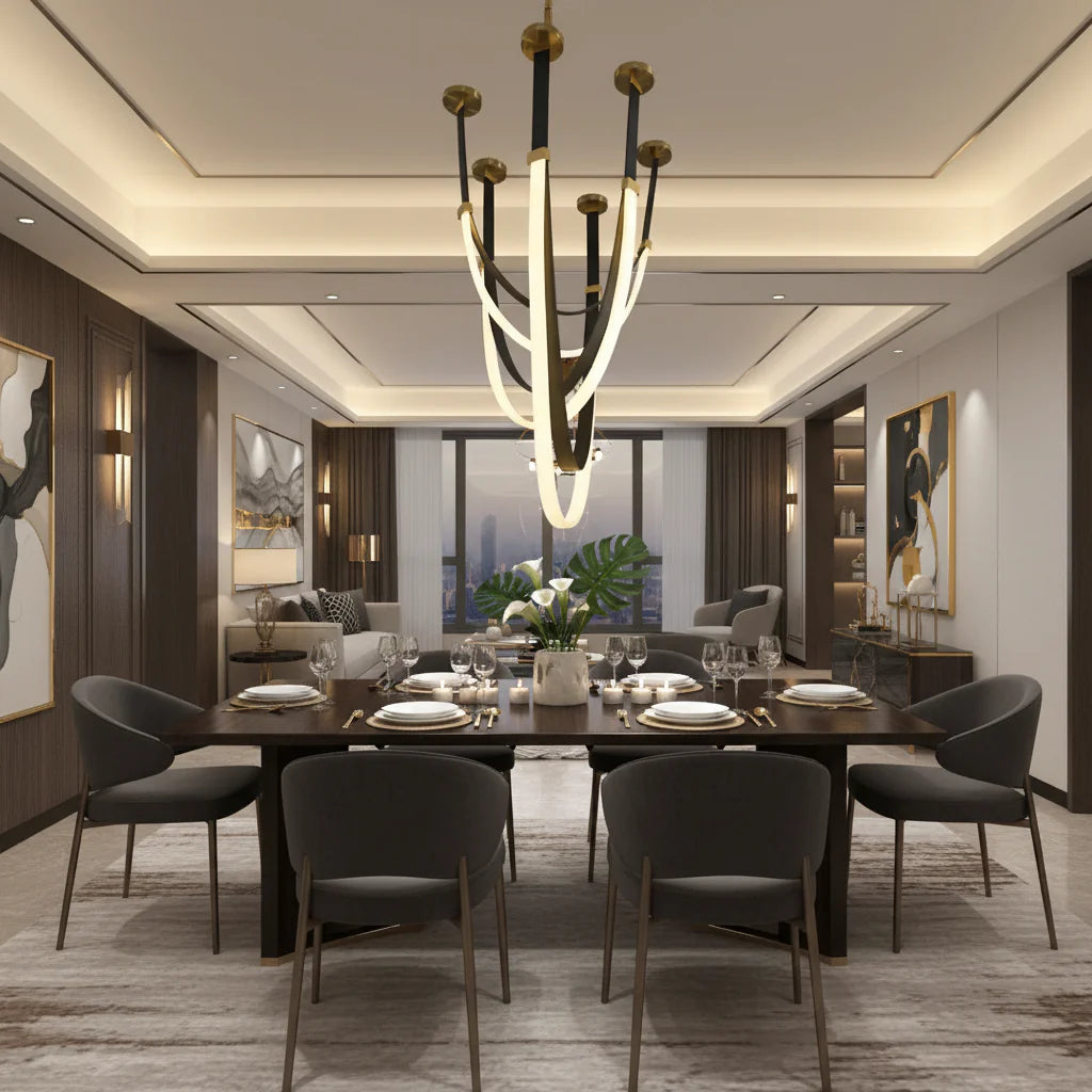Candelabru Modern, LED, ARIA Largo, 31W, lumina Calda, Negru