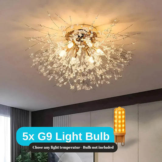 Candelabru Cristal RONDO Vivace, 5x G9, 38cm, Auriu