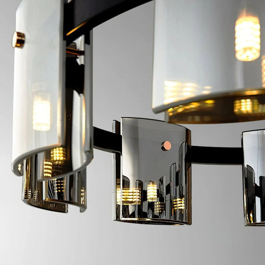 Candelabru Modern, REQUIEM Largo, 6xG9, Diametru 60cm, Negru, Inaltime Reglabila
