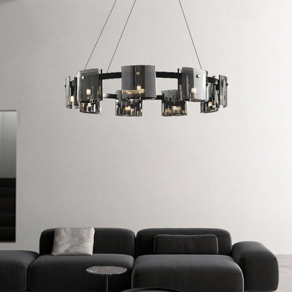 Candelabru Modern, REQUIEM Largo, 8xG9, Diametru 80cm, Negru, Inaltime Reglabila – RegalStore