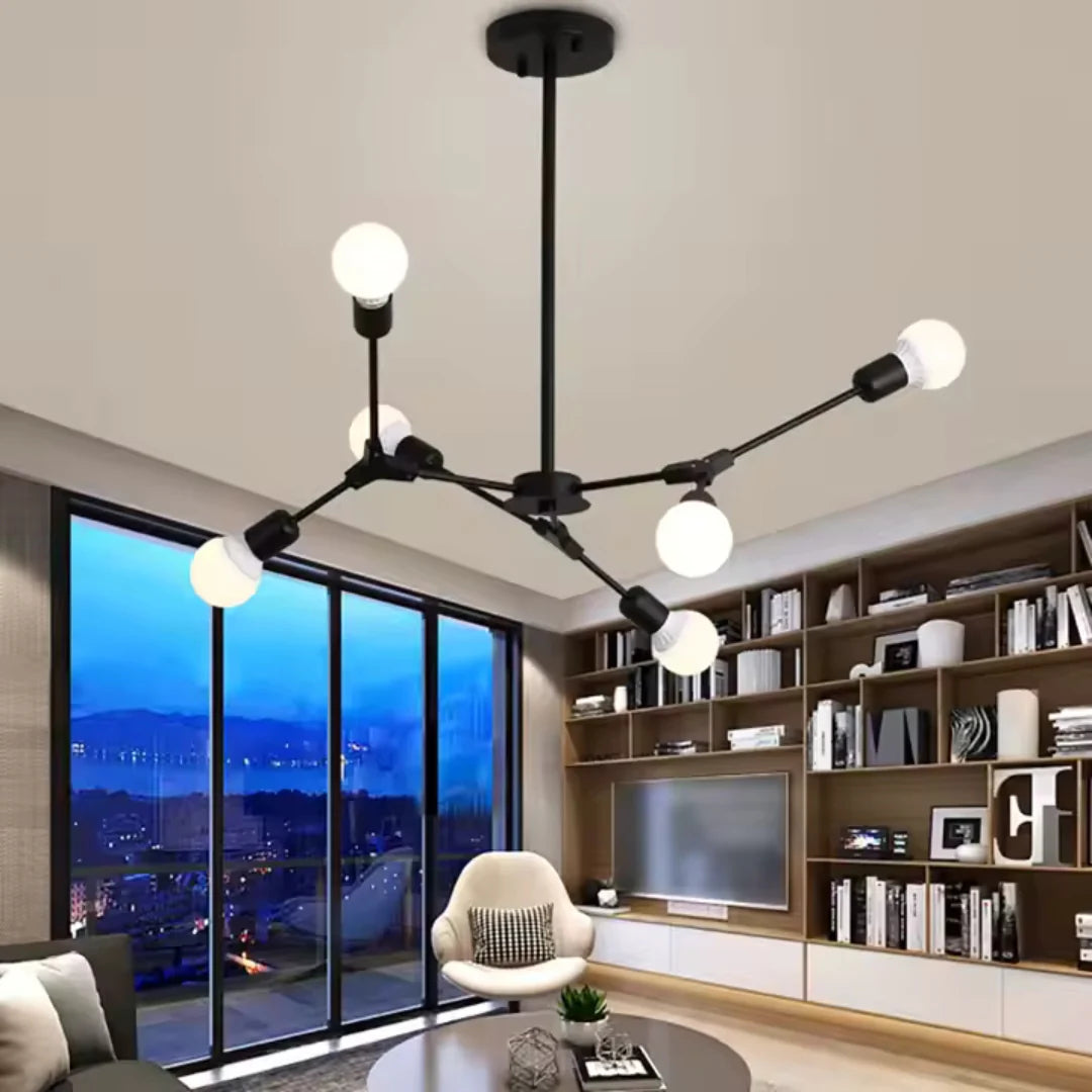 Lustra Architek Octa, 6x E27, Negru, Metal