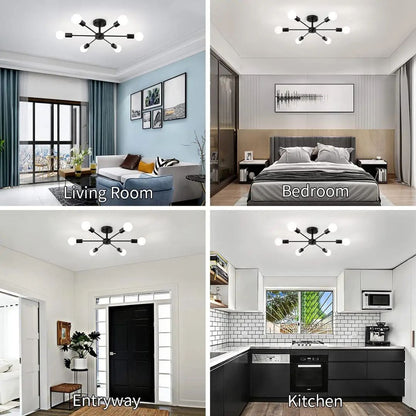 Lustra Mikkos 6XE27 Negru – lustră LED, culoare neagră – RegalStore, iluminat interior