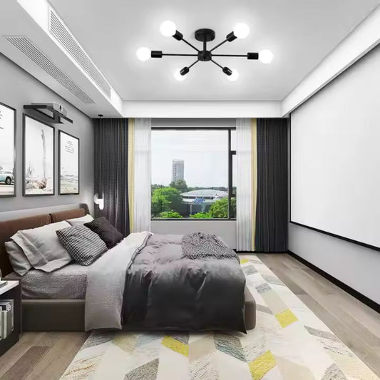 Lustra Mikkos 6XE27 Negru – lustră LED, culoare neagră – RegalStore, iluminat interior