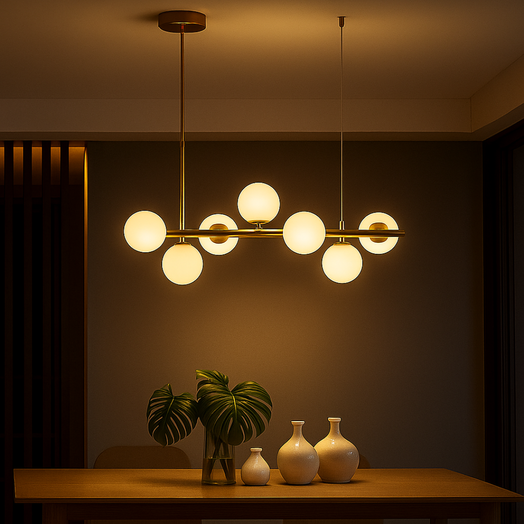 Lustra LOFT Pavilion, 7x G9, Alb Auriu, Metal, Inaltime Reglabila