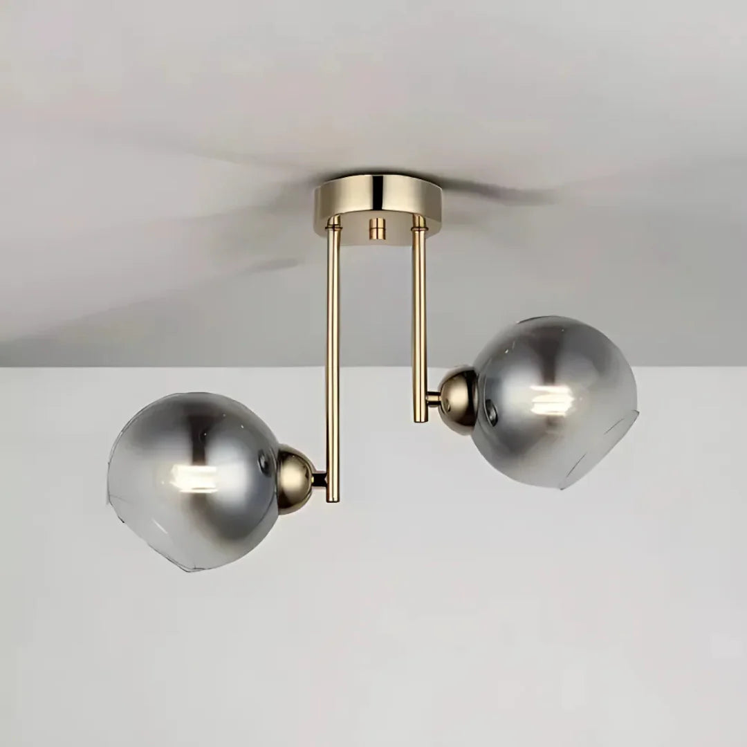 Lustra cu bec moderna MODUS, 2x E27, Gri Inchis, Auriu, Metal