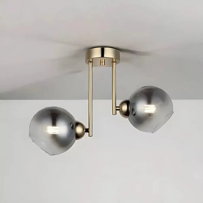Lustra cu bec moderna MODUS, 2x E27, Gri Inchis, Auriu, Metal