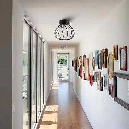 Lustra Monica 1XE27, Negru, Metal si Sticla