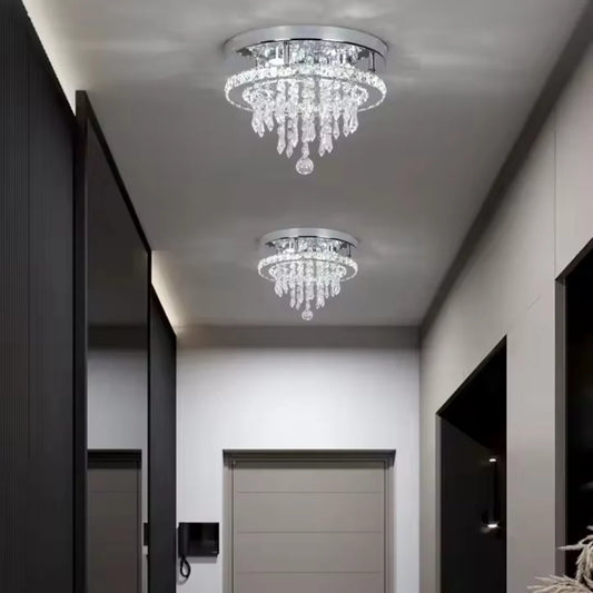 Candelabru LED Alberico Rotund, 20W, Lumina Rece/Calda/Neutra, Cristal, Crom Lucios