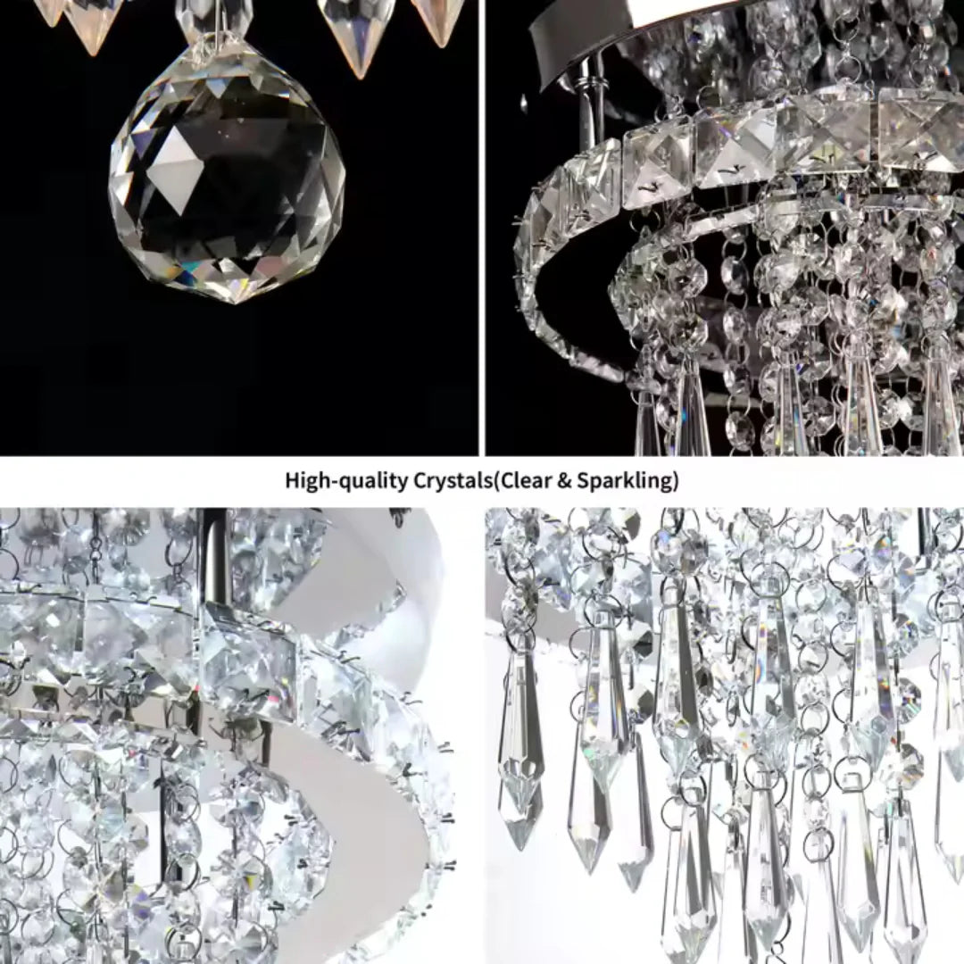Candelabru LED Alberico Rotund, 20W, Lumina Rece/Calda/Neutra, Cristal, Crom Lucios