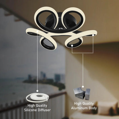 Lustra LED VERTEX Helix, 44W, Ondulata, Lumina Rece/Calda/Neutra, Negru
