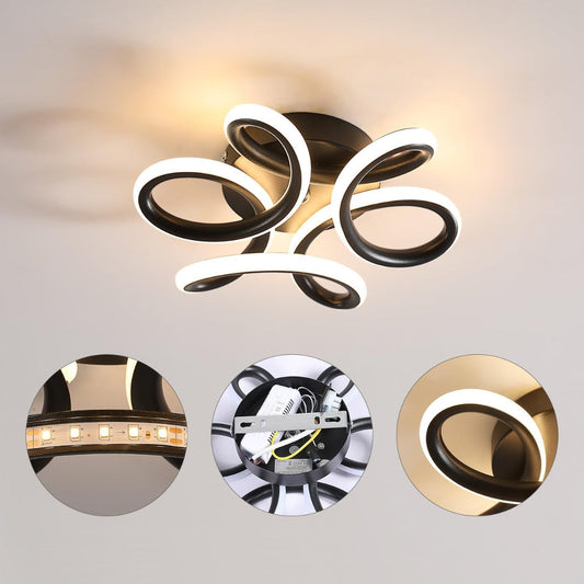 Lustra LED VERTEX Helix, 44W, Ondulata, Lumina Rece/Calda/Neutra, Negru