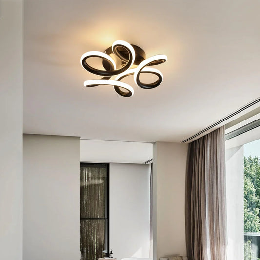 Lustra LED VERTEX Helix, 44W, Ondulata, Lumina Rece/Calda/Neutra, Negru