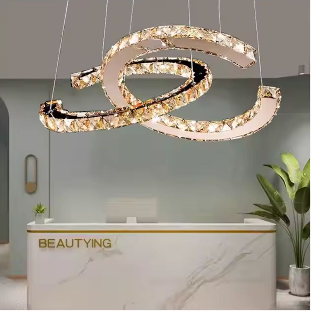 Lustra LED PRISM Antea, Telecomanda, 40W, Cristal si Metal, Dimabila, Inaltime Reglabila, Lumina Rece/Calda/Neutra