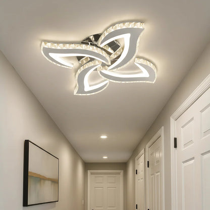 Lustra LED Alejandro cu Telecomanda, 73W, 4 Flori, Lumina Dimabila Rece/Calda/Neutra, Crom